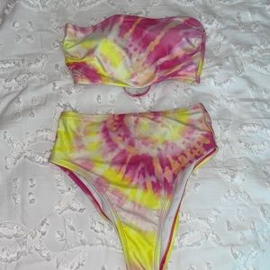 tie dye high waisted bikini set!